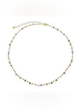 Gold Multicolor Crystal Bead Necklace - Women Jewelry